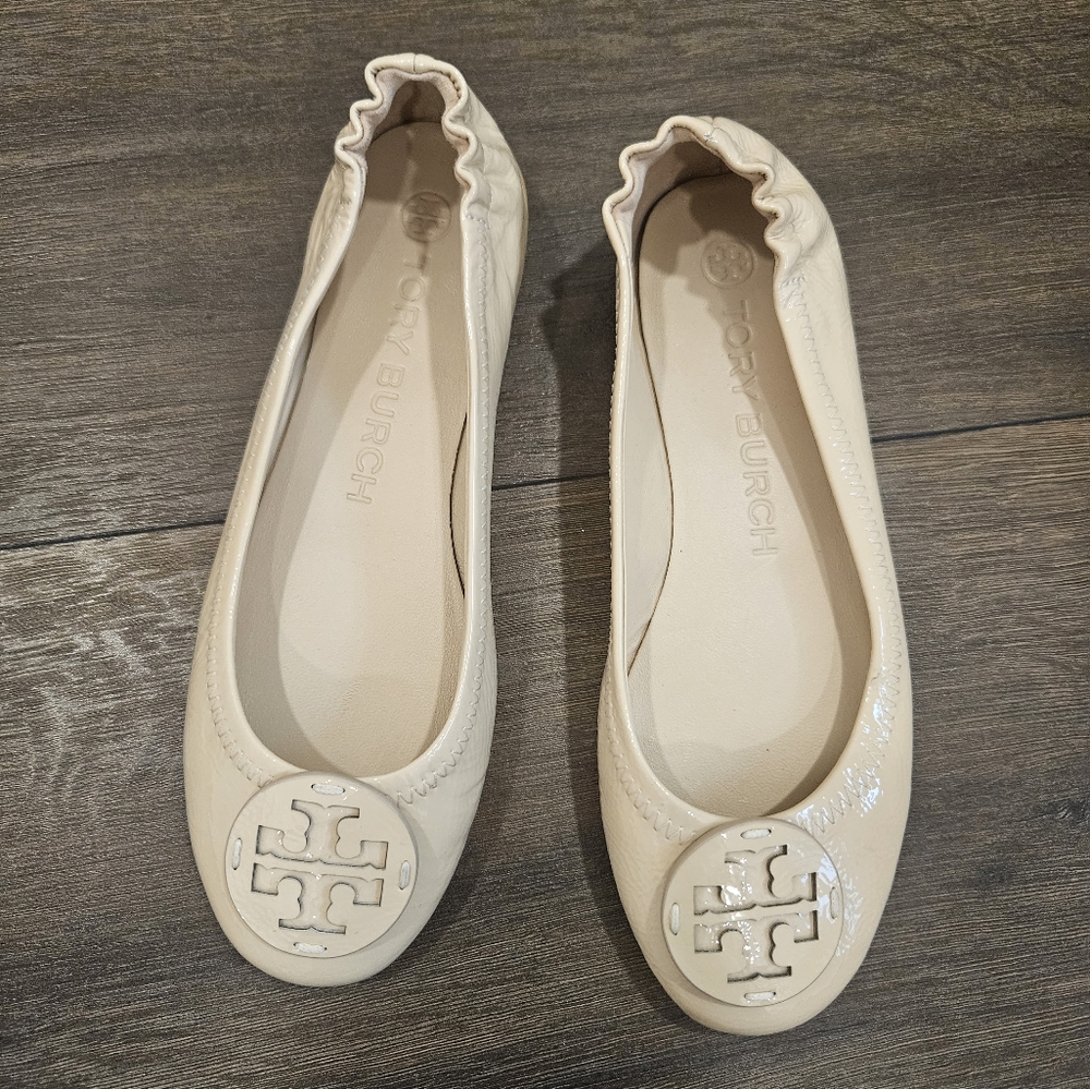 SOLD‼️NWOT Tory Burch Minnie Travel Ballet Flat, Nude Patent Leather - Picture 7 of 15